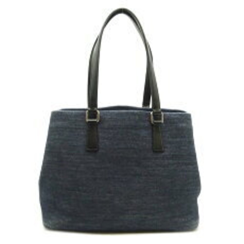 Prada Shoulder Bag Tote Denim Blue Nero Black - Picture 2 of 9